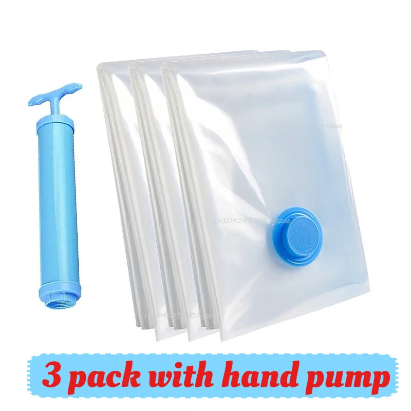 Vacuum Bag for Clothes, Air Vacuum Bag with Pump, Travel Essentials, Space Saver Bags for Comforters Blankets Storage Organizer