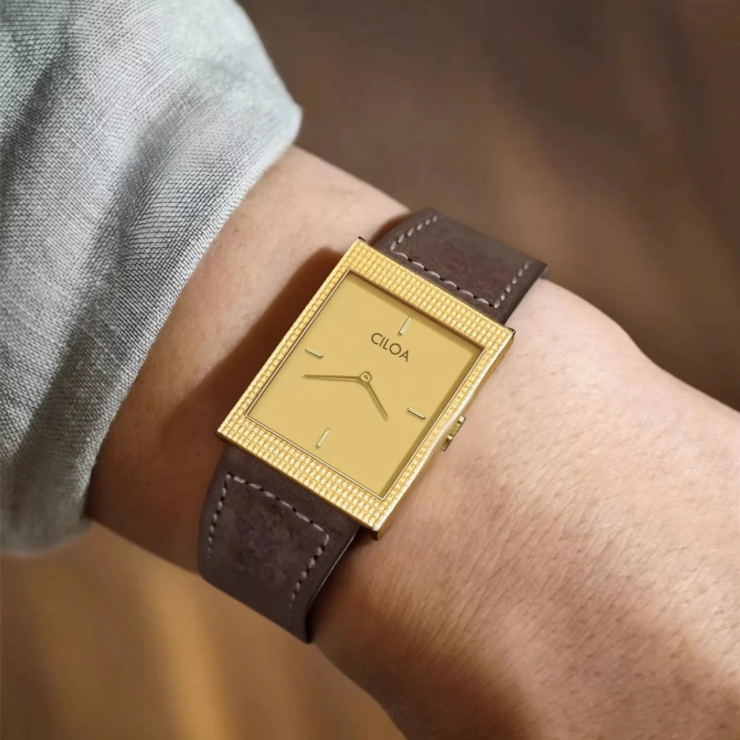 Fashionable Brown Leather Watch Men's Sports Quartz Wristwatch Casual Waterproof Premium Watch for Men