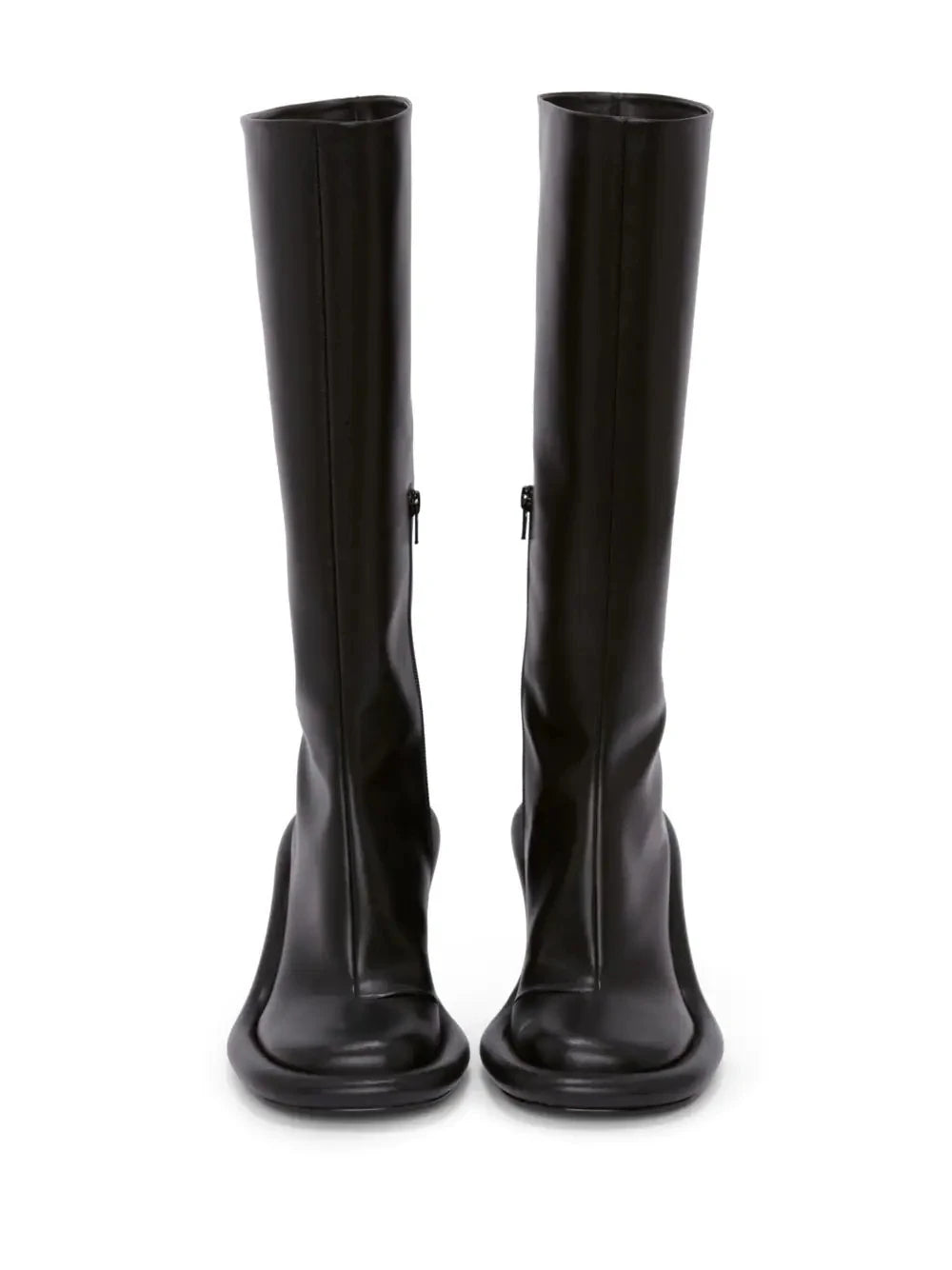 2025Women's New Slim High-heeled Knee High Boots with Side Zipper Round Toe 34-43 Large Mid Length Boots