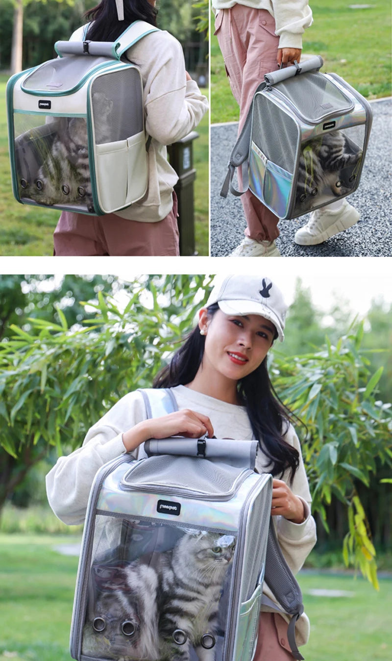 Outdoor Portable Cat Backpack Large Capacity Cat Carrier Bag Comfortable Pet Bag for Dogs Cats Ventilated Design Kitten Backpack