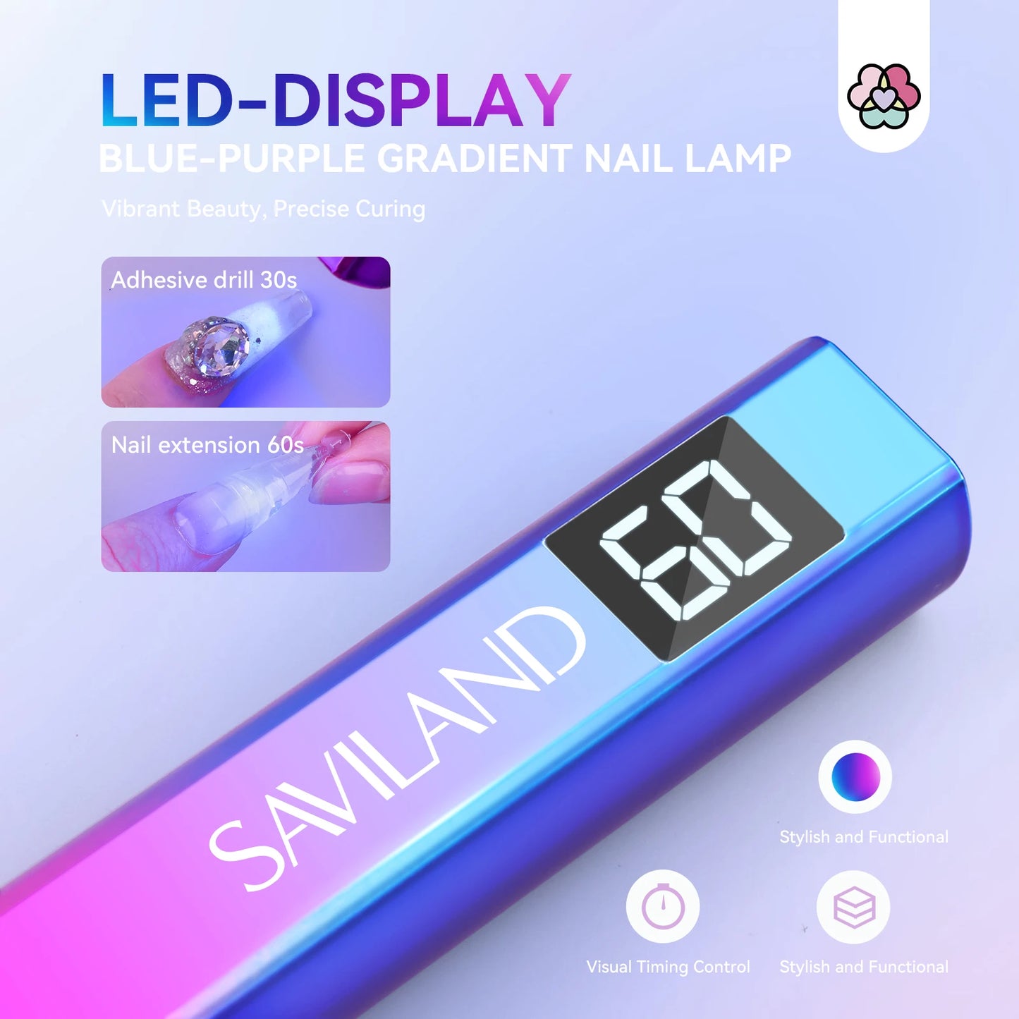 SAVILAND Portable Nail Lamp Dryer Handheld Mini UV Light for Nails For Gel Polish Quick Dry USB Nail Dryer Nail Art Tools