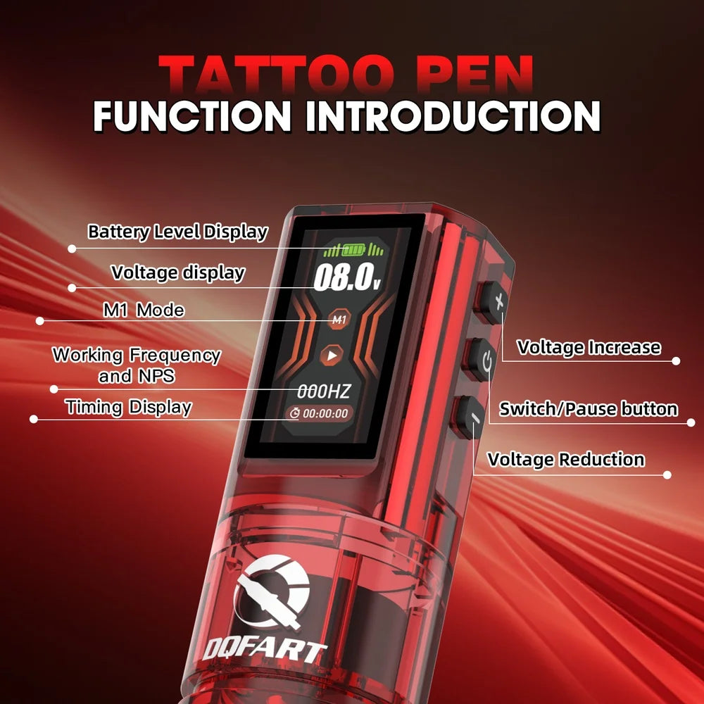 DQFART Hot Poseidon Wireless Tattoo Machine Pen 3Styles 6Colors 1600mAh Safe Professional Artists Creative Designs Beginner