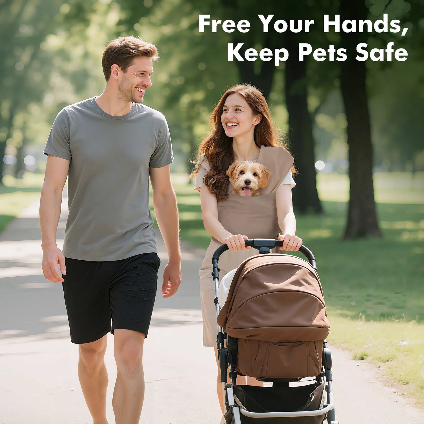 Pawaboo Pet Sling Carrier for Small Dogs and Cats Hands Free Dog Carrier Sling Anti-anxious Soft Cotton Front Facing Cat Carrier