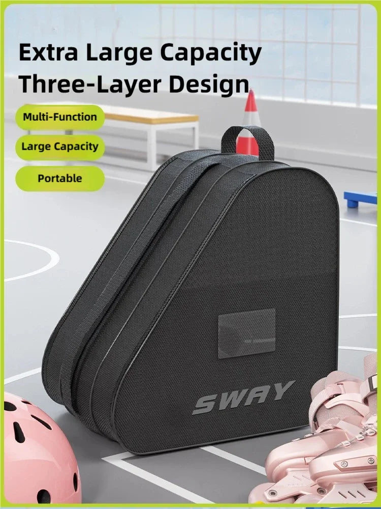 New Ice Skates Storage Bag Inline Skate Bag Top Handle Waterproof Versatile Breathable Accessory with Adjustable Shoulder Strap