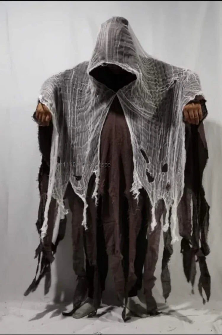 Halloween Ghost Dementor Cosplay Costume Adult Gothic Horror Zombie Tattered Hooded Capes Unisex Party Cosplays Cloaks New 2026