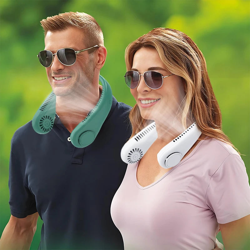 Stretchable Hands-Free Cooling Neck Fan, 3 Adjustable Speed Modes, Portable with 4000mAh Rechargeable Battery