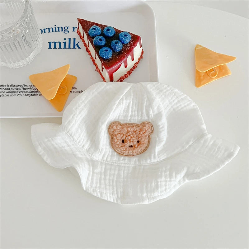 3Pcs Muslin Baby Jumpsuit Coat Hat Bear Baby Summer Clothes Set Kids Coat Romper White Toddler Outfit Suit Infant Clothing 0-3T