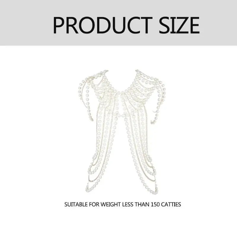 P9FE Fringed Pearls Shawl Wrap for Female Shoulder Chain Necklace Elegant Bride Shawl Formal Dress Shoulder Wrap Body Chain