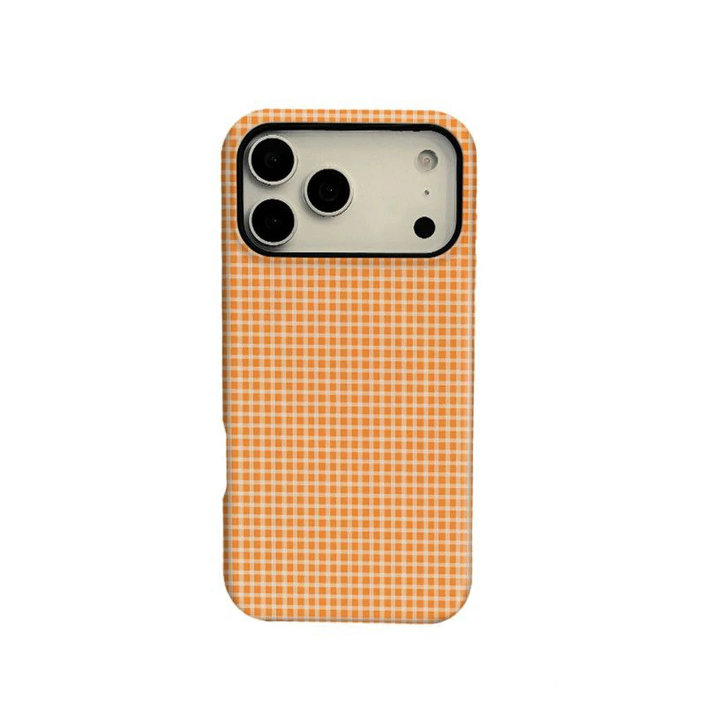 Ins Korean polka dot grid pattern Phone Case for iPhone 17 16 15 14 13 12 11 X Air Pro Max Plus Luxury Double-layer Back Cover