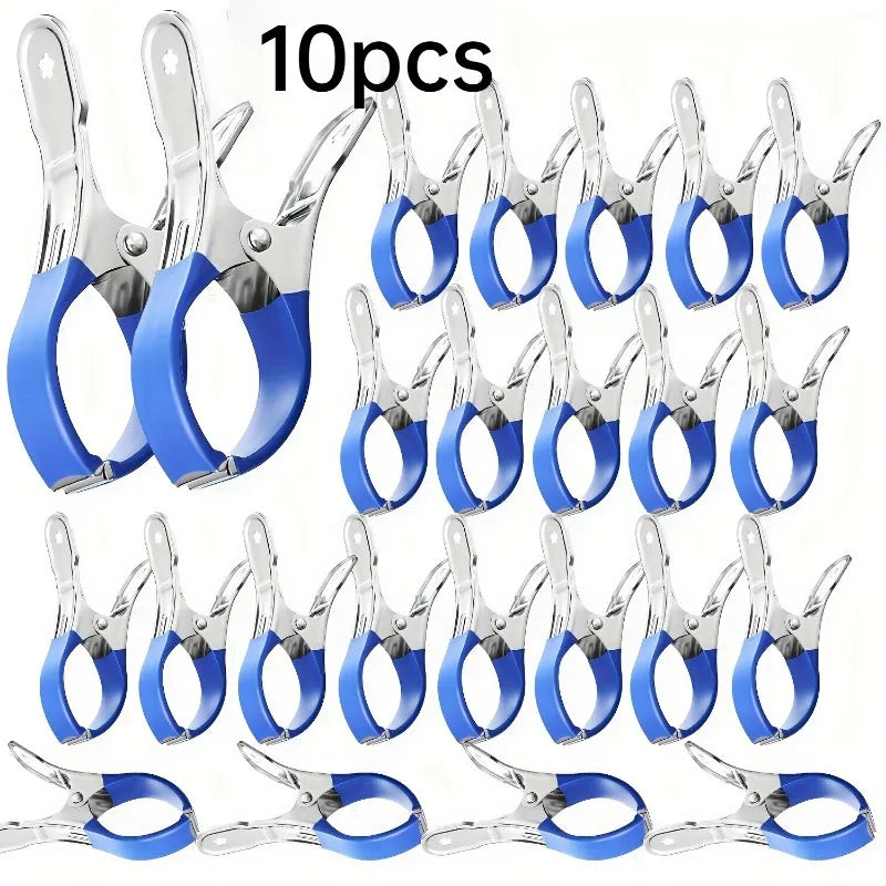 6/10/12pcs Windproof Stainless Steel Pool Cover Clamps Heavy-Duty Spring Clips for Outdoor Swimming Pools