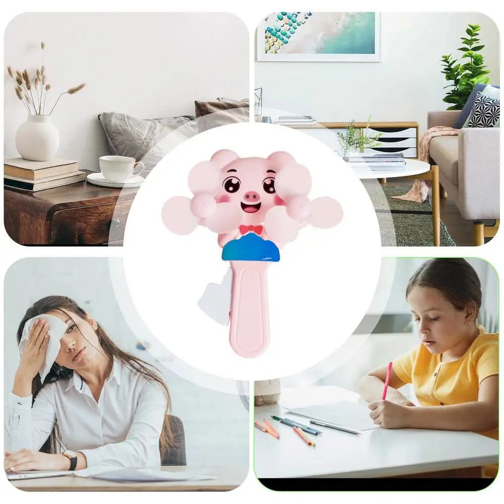 Manual Press Cooling Fans Cartoon Double Fan Leaf Handheld Mini Cooling Fan For Children Cute Summer Kids Fans Party Favors For