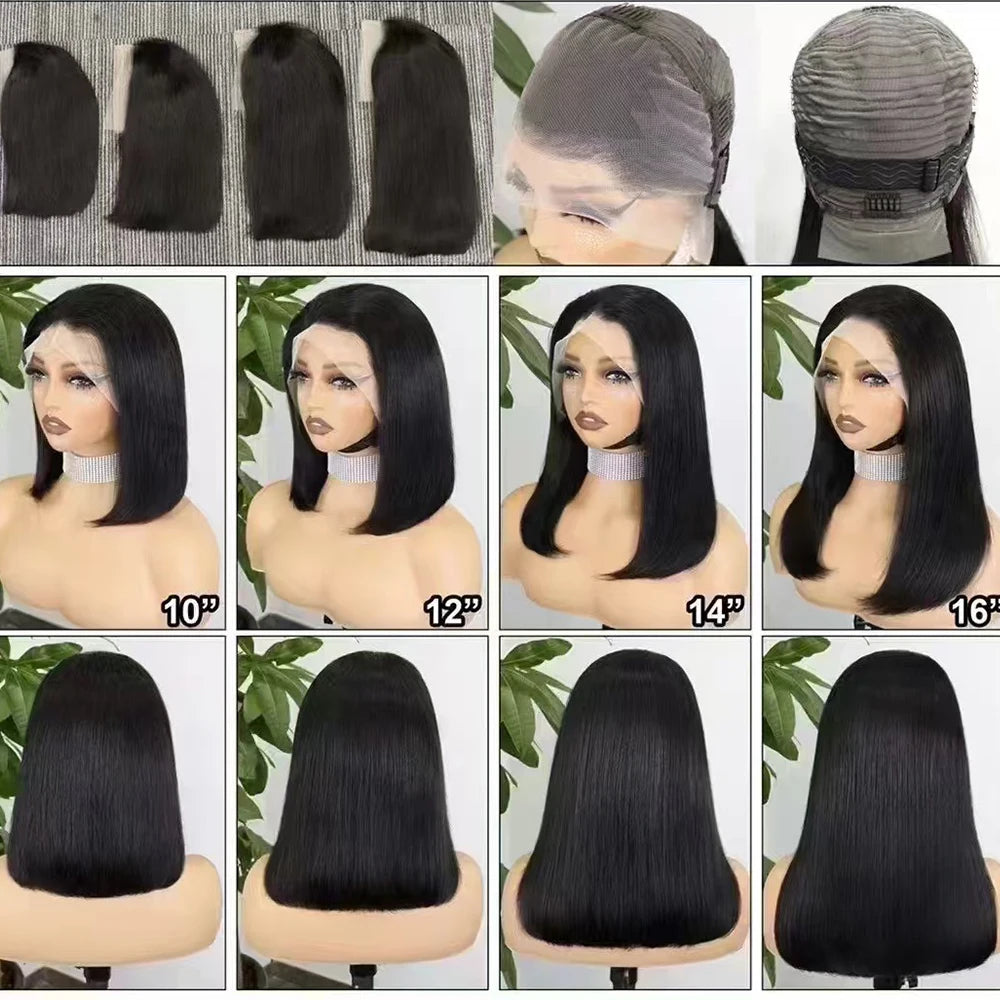 Straight Wigs 350% Density Thick Double Drawn 12A Human Hair 13x4 Lace Front Human Hair Wig for Black Women 10-16 Inches