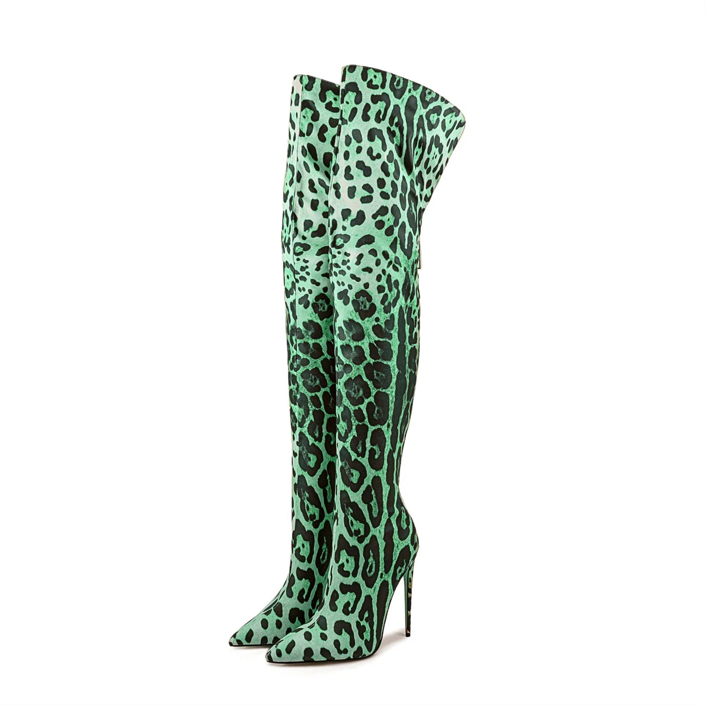 2024 Women's Euro-American Zebra Print Over-the-Knee Boots - Paneled Pointed-Toe Back-Zipper Stiletto, Plus Size Fashion Chic