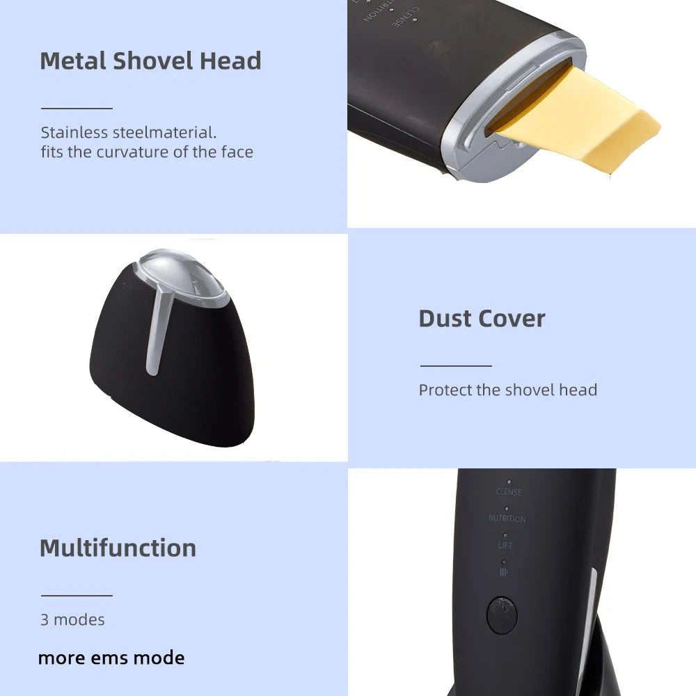 Ultrasonic Scrubber Blackhead Remover Deep Cleansing Scraper Face Exfoliator Acne Cleansing Scraper Face Lift Skincare Tools  Ve