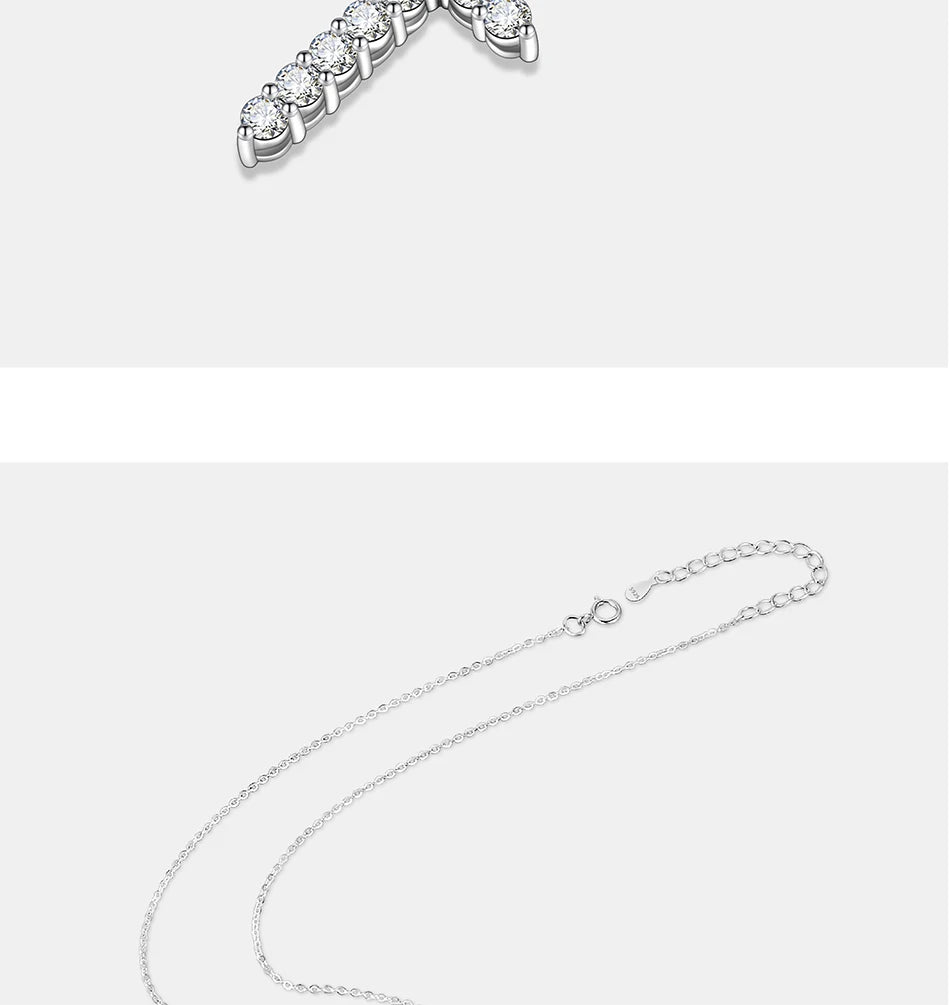 PERFANY All Moissanite Necklace for Women S925 Pure Silver Cross Design Pendant Laboratory Certified Diamond Fashion Jewelry