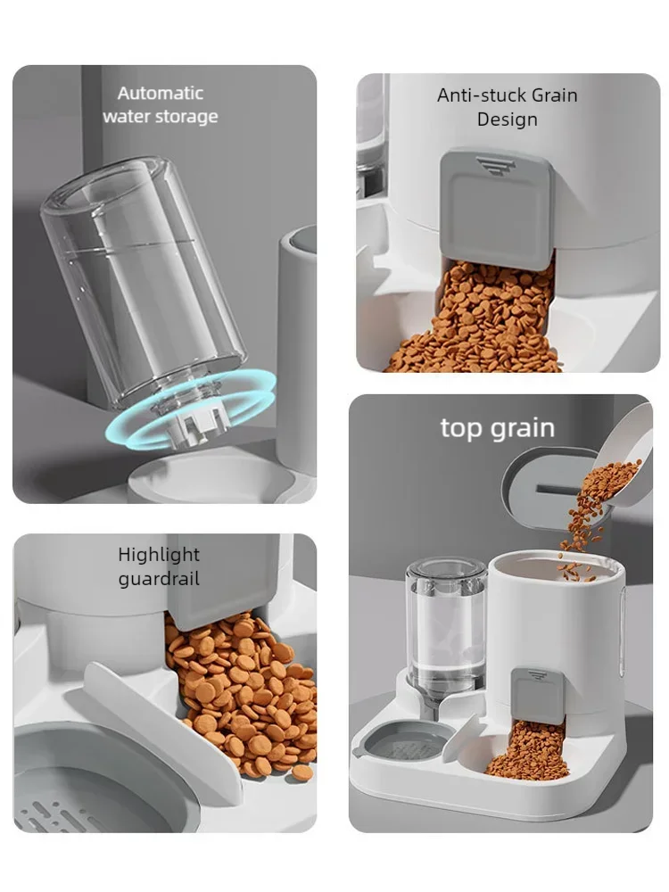 Automatic Non-Electric Pet Feeder Waterer 2 In 1 No Spill Dog Cat Bowl Anti Skid Dual Bowl For Dog Cat Smart Pet Feeding Device