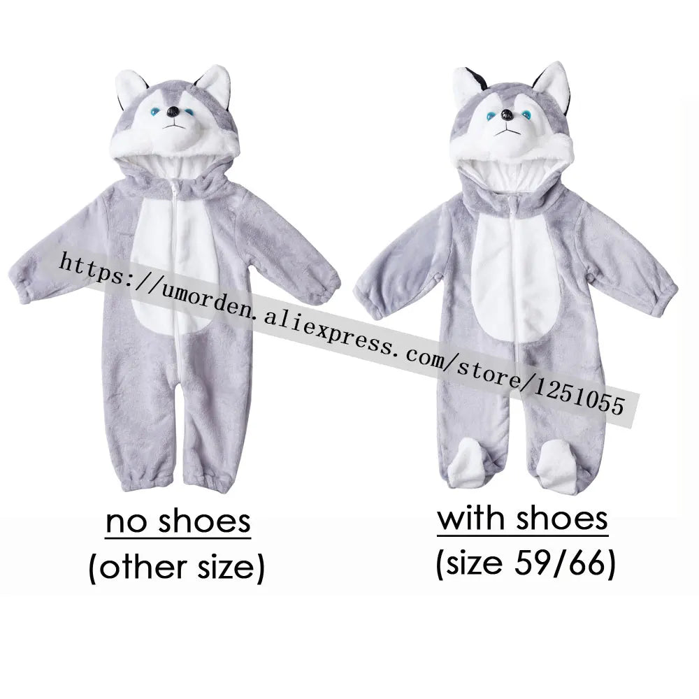 Umorden Animal Dog Husky Romper Costume Kigurumi Jumpsuit Onesies for Baby Boys Infant Toddler Flannel Halloween Fancy Dress