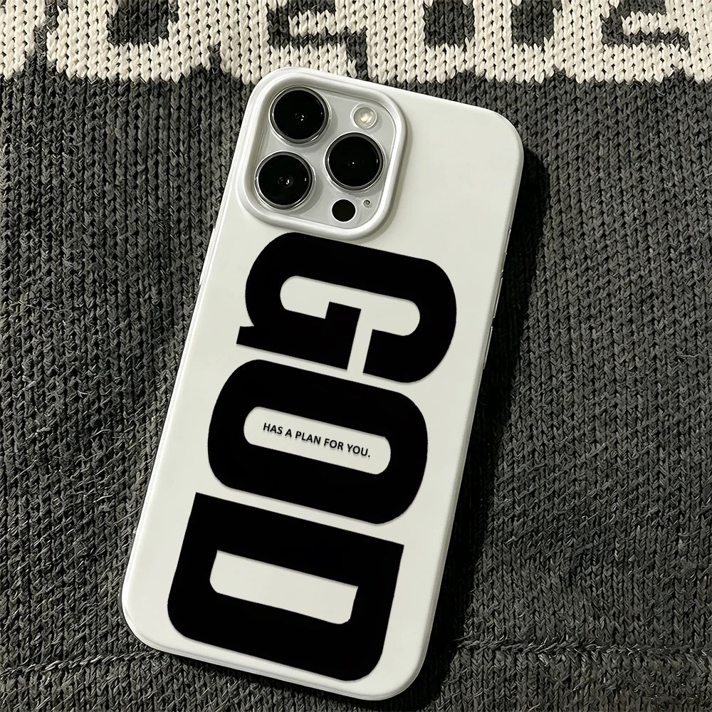 Phone Case For Iphone 16 15 14 Plus 13 12 11 Pro Max 17 Air Black And White "God" Character Design For Iphone 16 15 14 Soft Case
