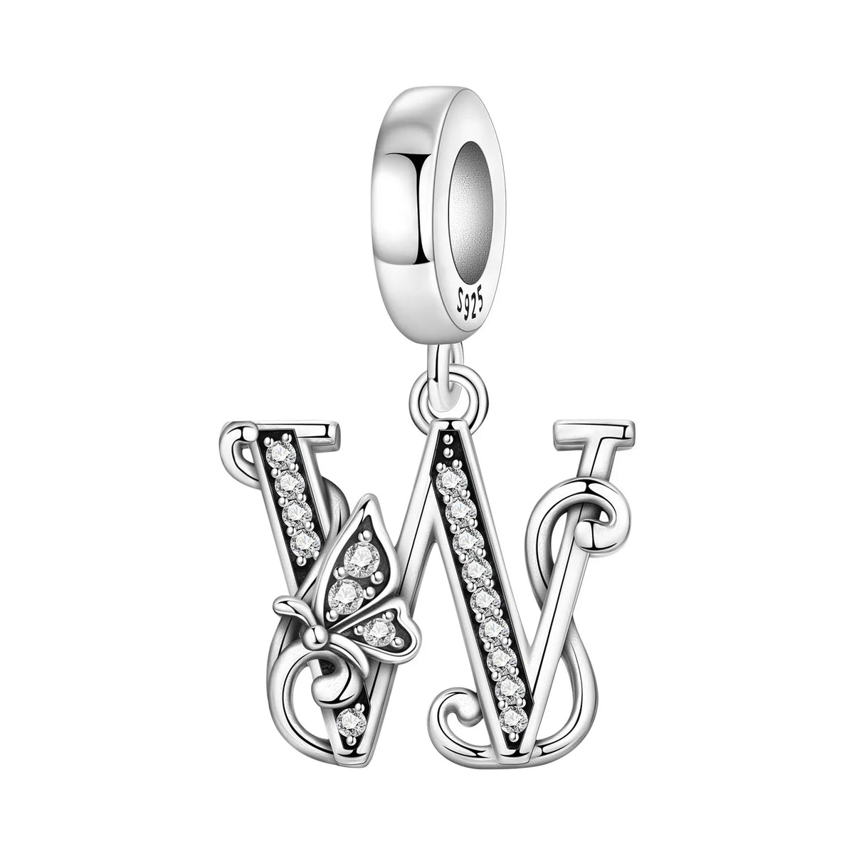2026 New 925 Sterling Silver Zircon Scroll Grass Pattern 26 Letter Bead Charms for Women Fit DIY Bracelet Necklace Jewelry Gift