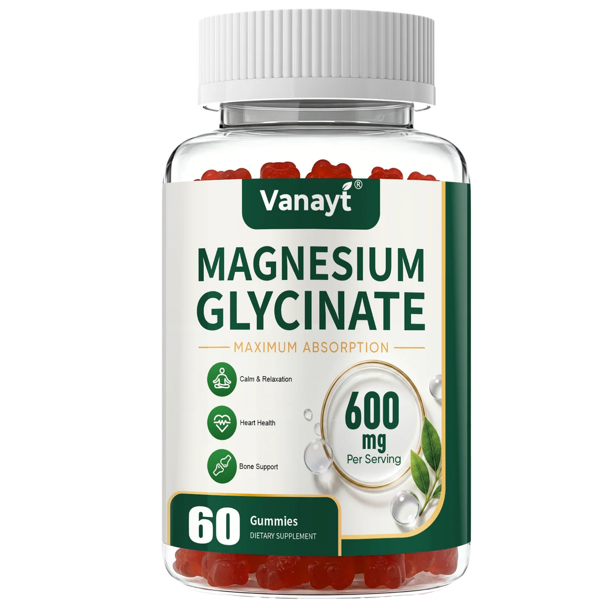Magnesium Glycinate 600mg Per Serving With Black Pepper Vitamin D3 B6 Supports Normal Muscle Joint Nerve Function Nighttime Relaxation And Daily Wellness