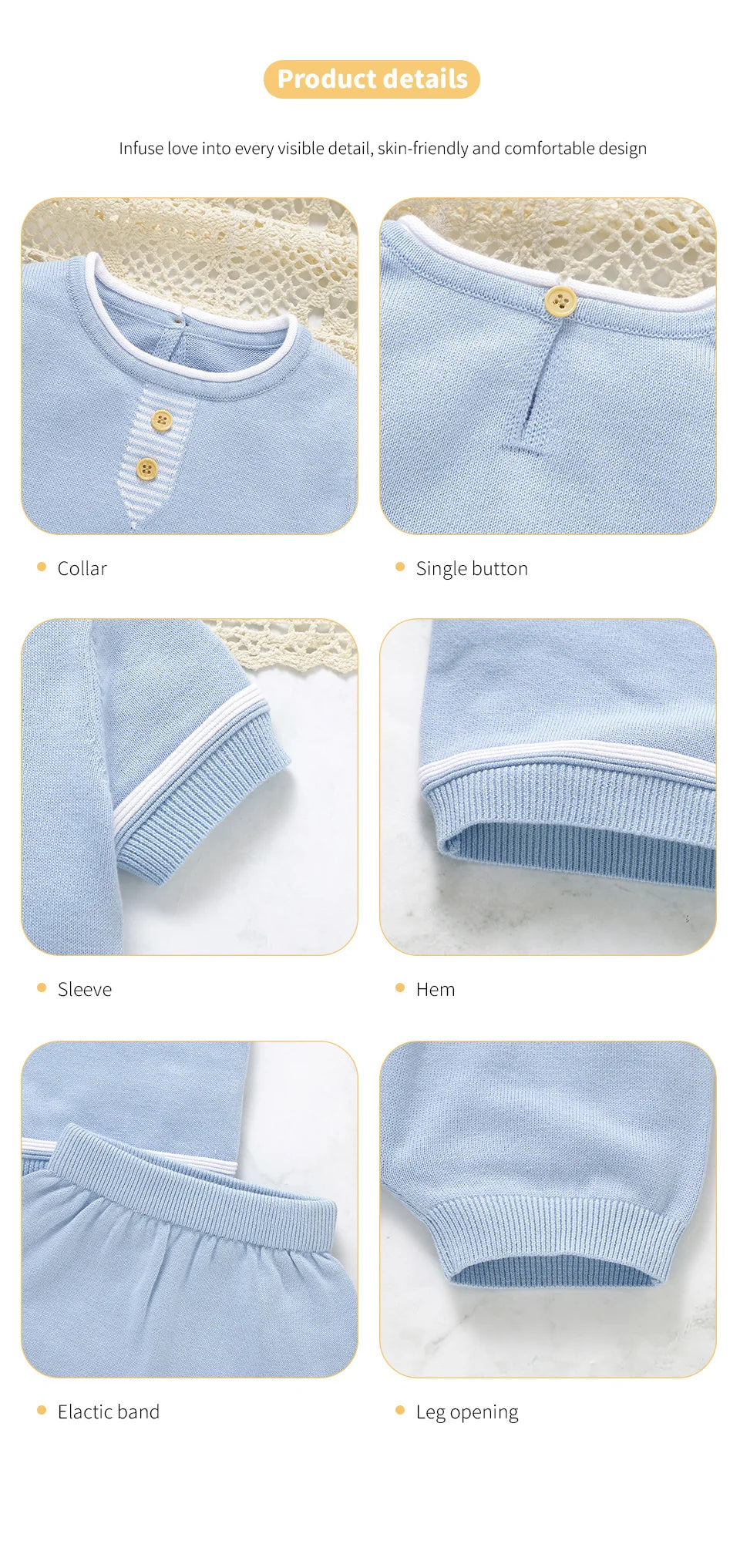 Summer Solid Short Sleeve T-Shirts+Shorts 2PCS Outfits for Newborn Boys Cotton Clothes Sets 0-18m Infant Knit Tracksuits Costume