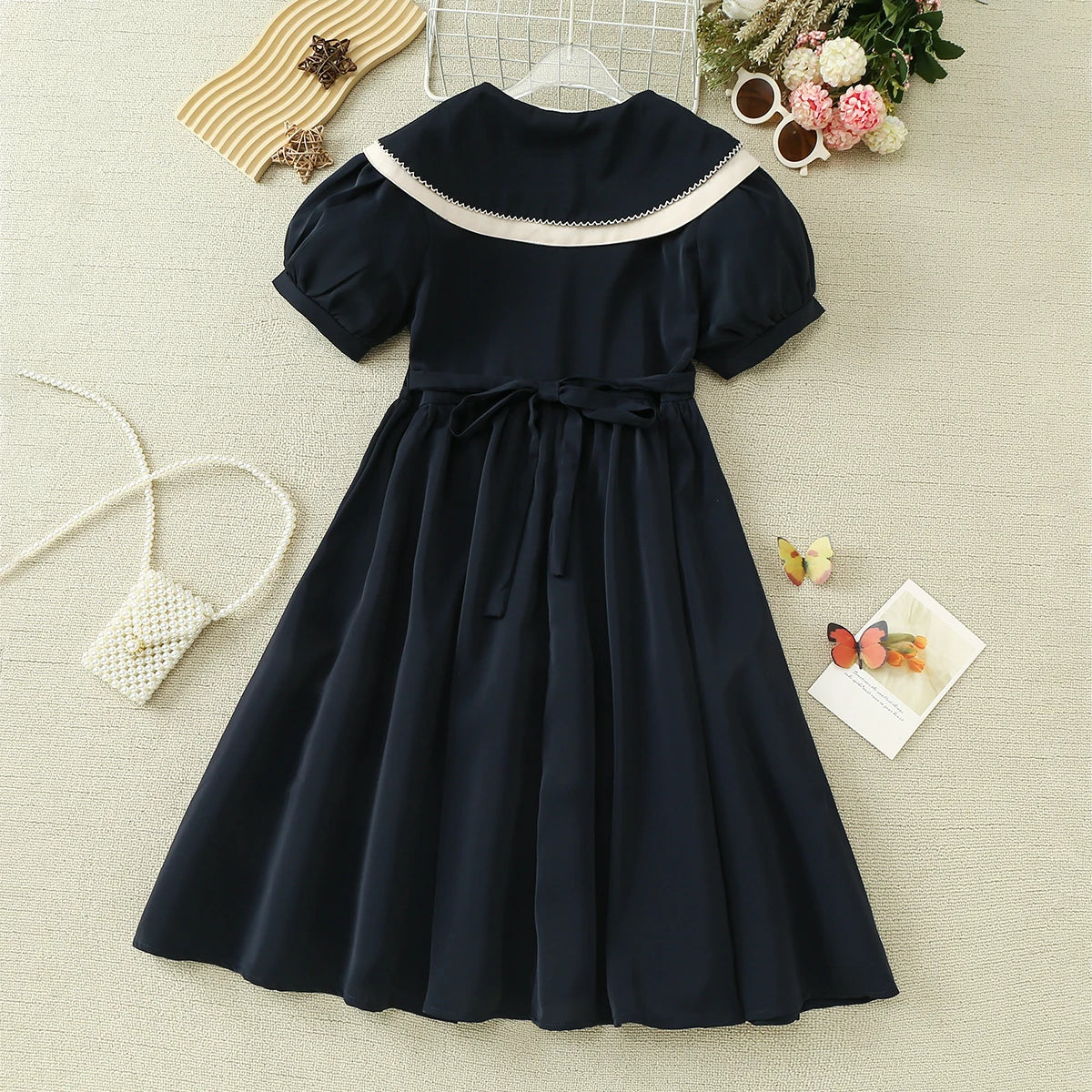 Baby Kids School Uniform Dresses for Girls School Outfits Prom Bohemia Summer Short Sleeve Children Lolita Costumes 6 9 11 Years