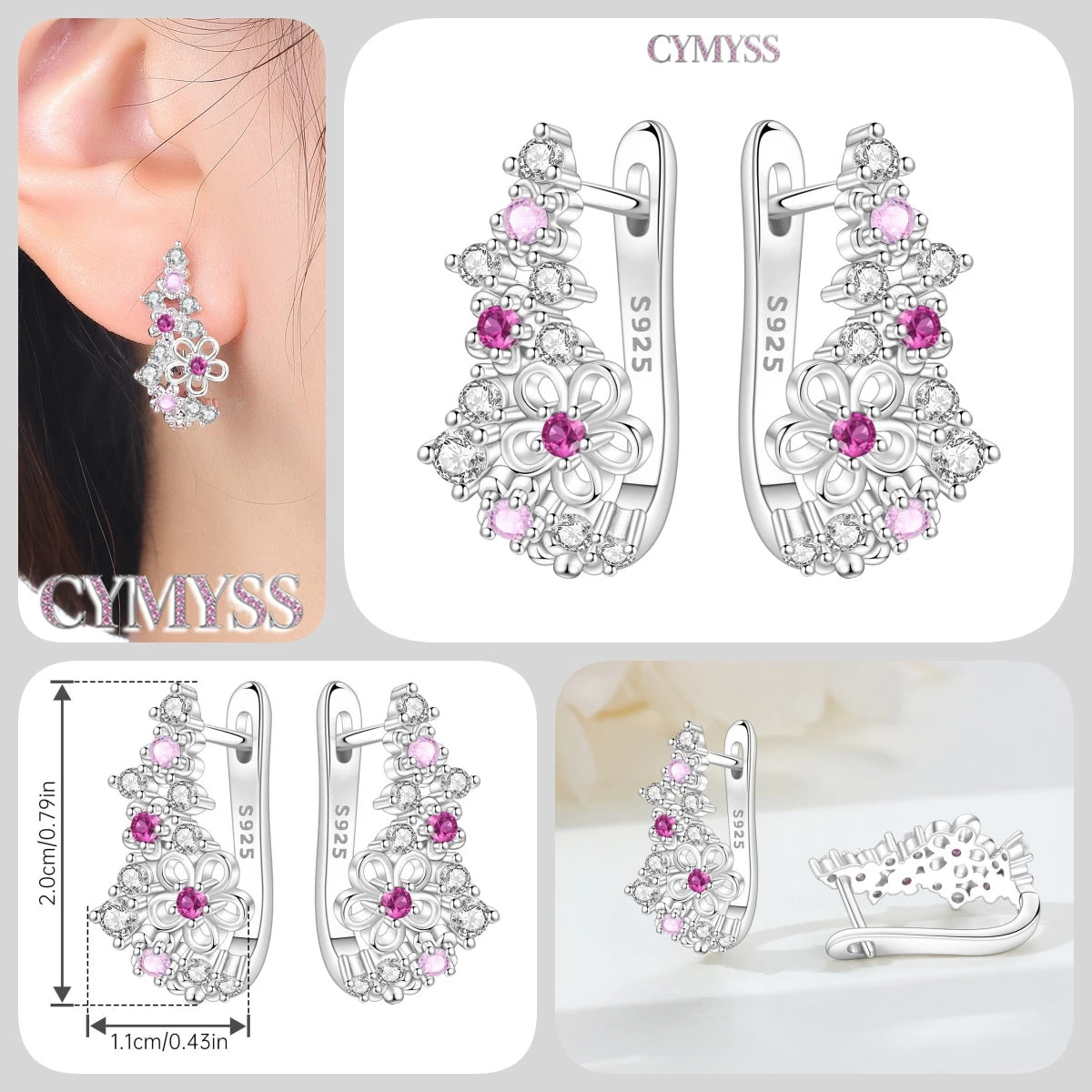 925 Sterling Silver Needle Iris Flower Hoop Earrings for Women Original Elegant Versatile Jewelry Birthday Party Fine Gift 2026