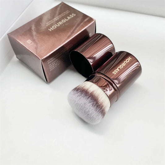 Retractable Kabuki Brush Dense Synthetic Hair Short Travel-Sized Foundation Powder Contour Makeup Brush Cosmetic Tools