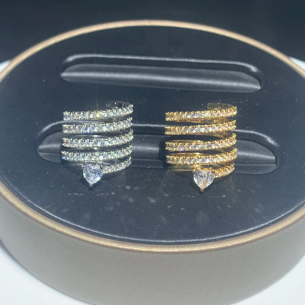 Micro Paved 5A CZ Multi Wrap Spring Spiral Open Adjusted Women Pinky Finger Ring Fashion Jewelry