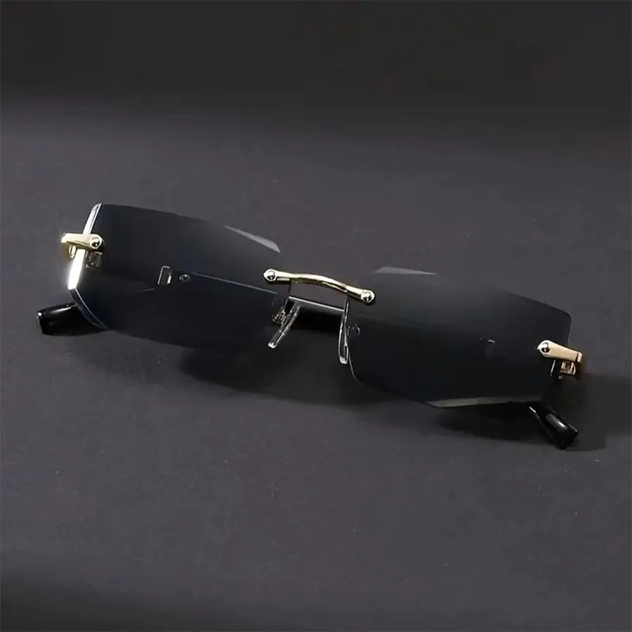 Rimless Sunglasses Rectangle Fashion Popular Women Men Shades Small Square Sun Glasses For Female male Traveling Oculos