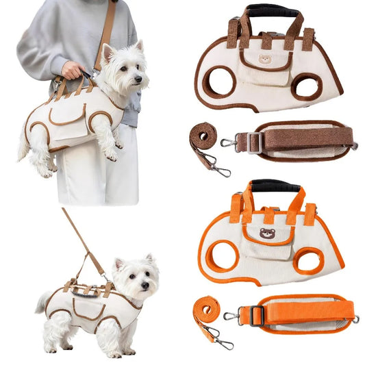 Traction Backpack Dog Leash Cat Dog Harness Portable Small Dog Carrier Sling Bag Hands-Free Outdoor Travel Backpack Dog Supplies