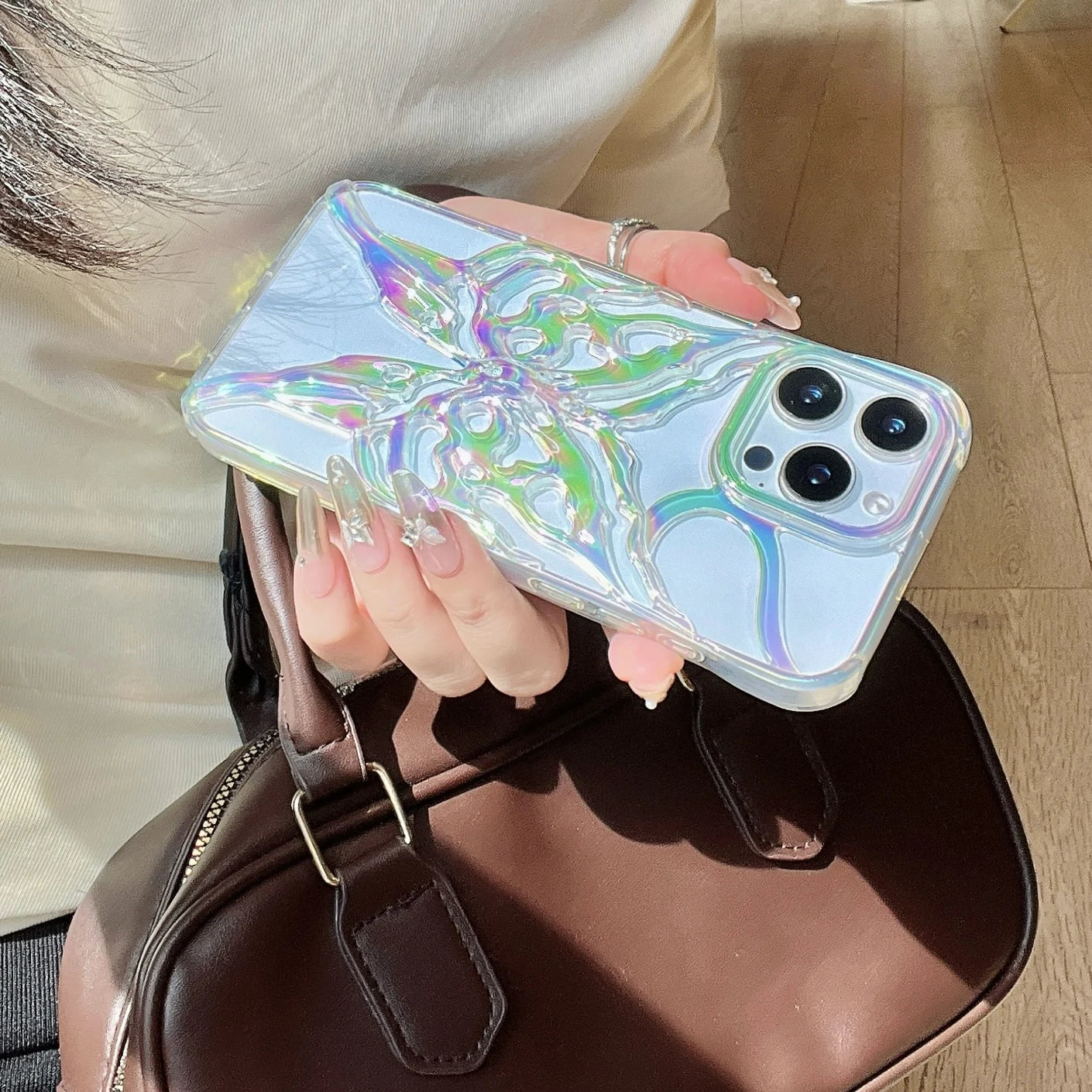 Plating Butterfly Hollow Out Gradient Color Soft Phone Case for iPhone 11 12 13 14 15 16 Pro Max Heat Dissipation Cooling Cover