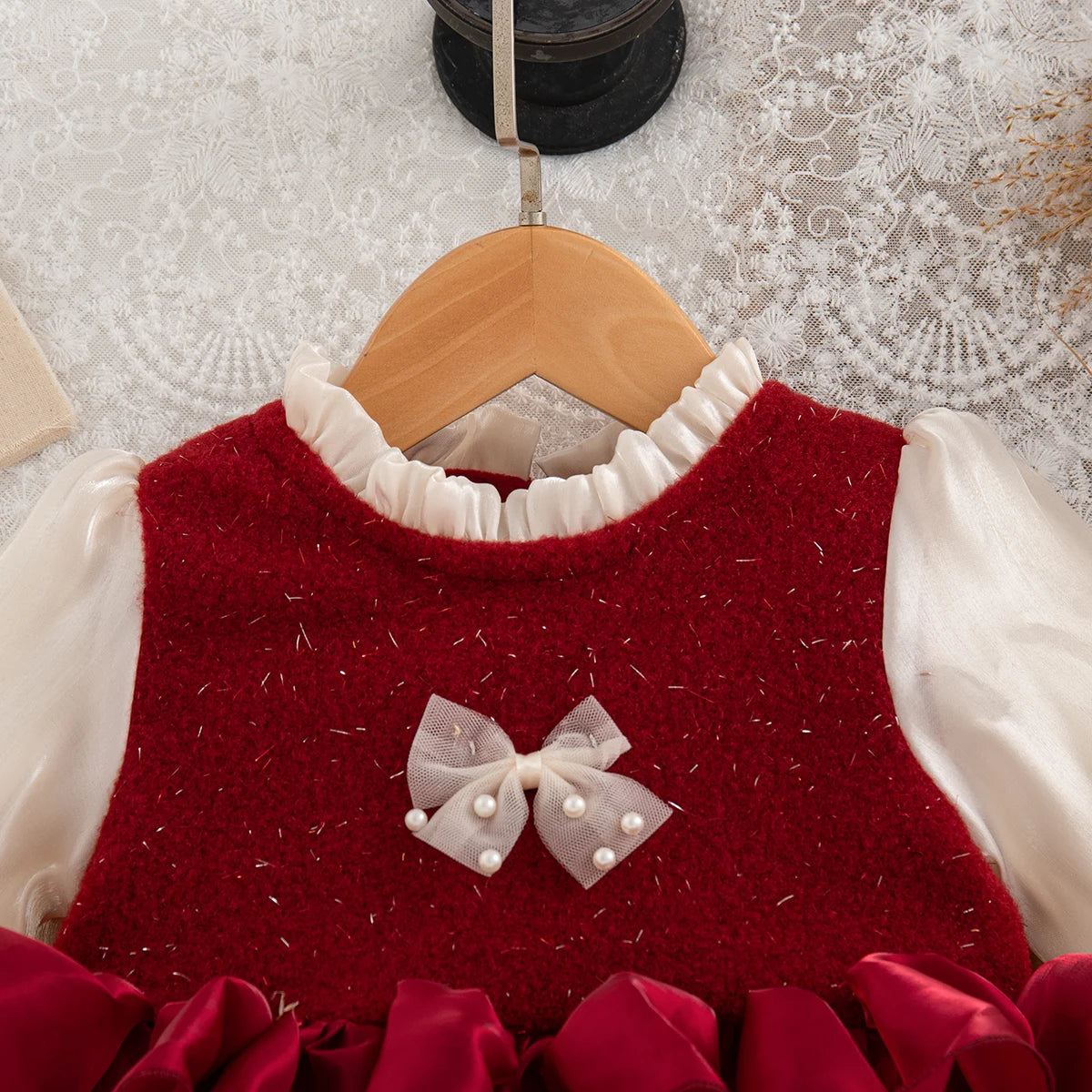 Autumn And Winter New Princess Style Baby Girl Dresses, Red Children'S Clothes For Birthday Parties Suitable For Babies Aged 0-3