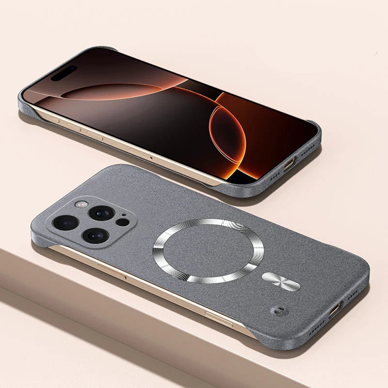 Magnet Frameless Sand Rock Matte Case For Magsafe iPhone 17 Air 16 16E 15 14 13 12 11 Pro X XR XS Max Plus Mini Ultra Thin Cover