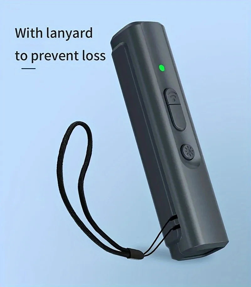 Ultrasonic Dog Repeller Anti Barking Device USB Rechargeable Portable Dog Trainer with LED Light and Lanyard