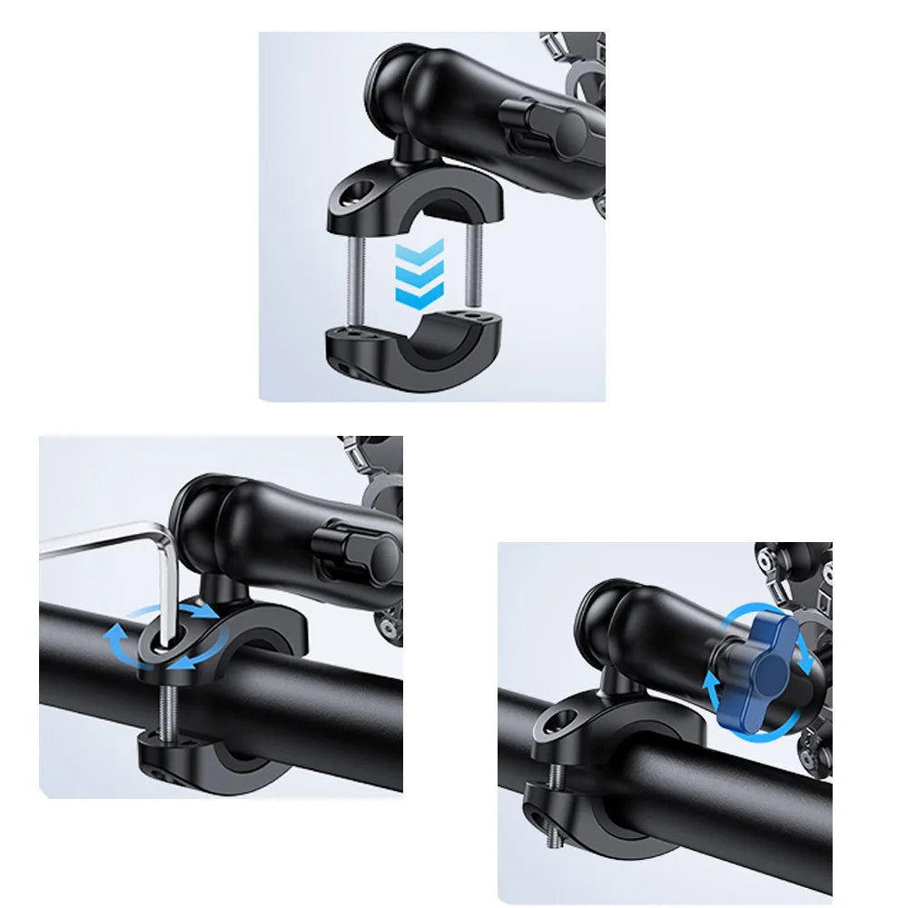 Bike Phone Holder Mount 360° View Universal Motorcycle Holder for 4.7-7 inch Mobile Phone Stand Shockproof Bracket