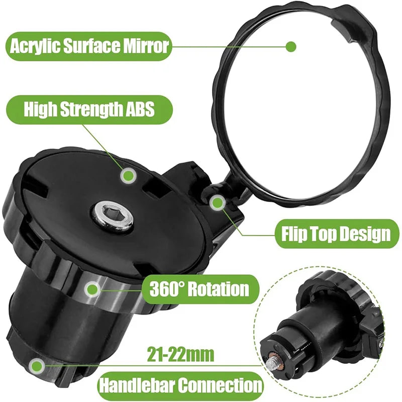 Bicycle Mini Handlebar Rearview Mirror Adjustable Rotate Clear Cycling Convex View Mirrors for MTB Road Bike Accessories