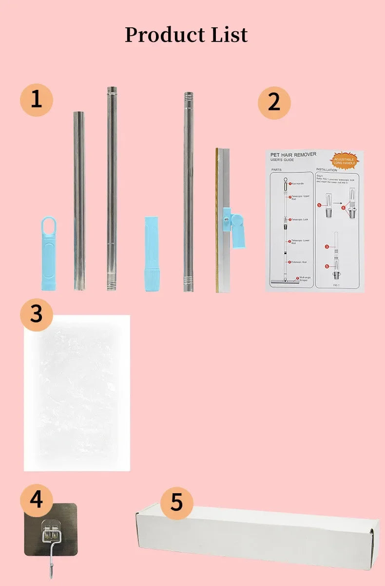 Carpet Rake Pet Dog Cat Hair Remover Set Telescopic Handle Rug Rake Super Hair Removal 180° Rotation Carpet Shave Pets Products