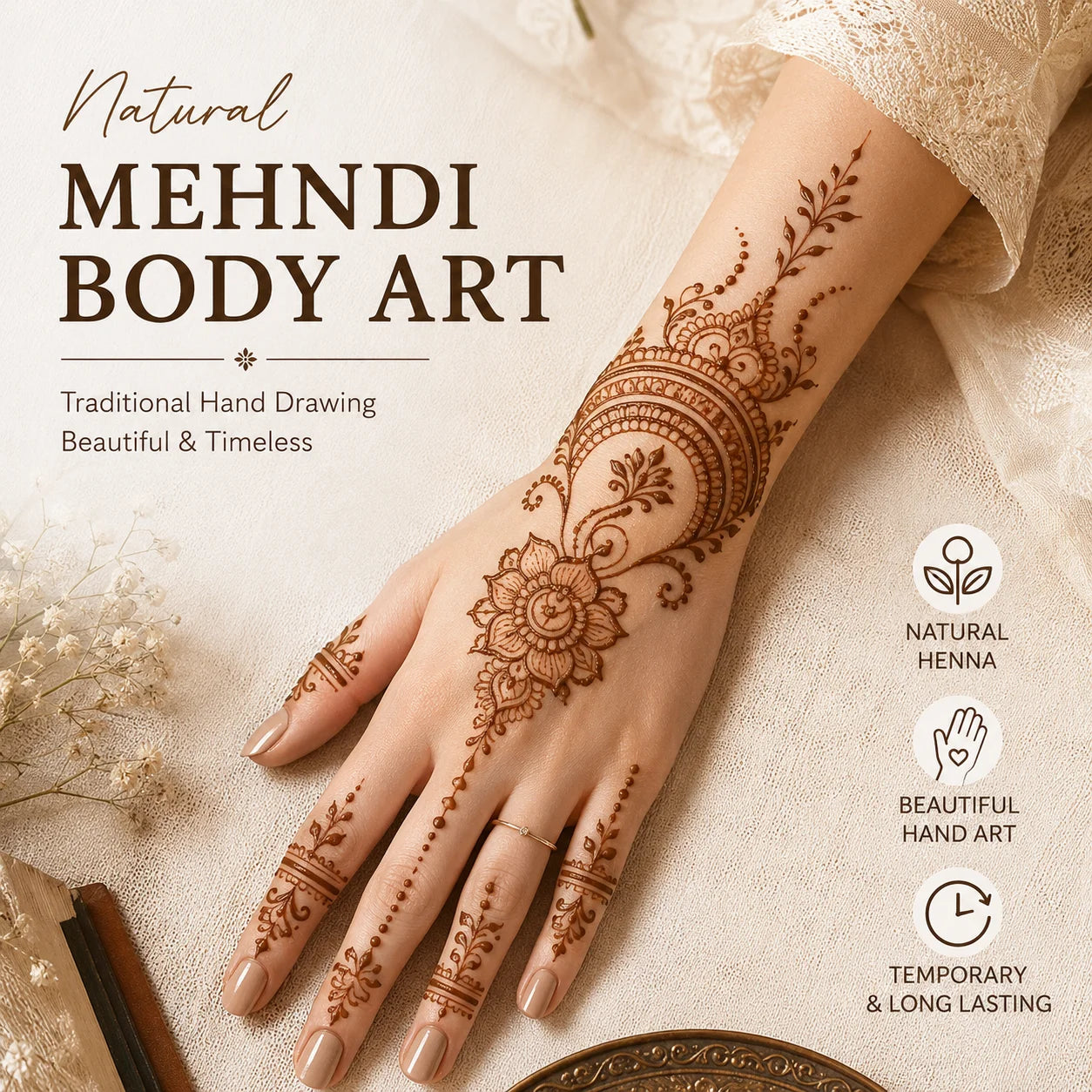 GOLECHA Brown Henna Temporary Tattoo Paste 30g Mehndi Henna Cone For Faux Freckles Hand Drawing Natural Brown Skin Stain