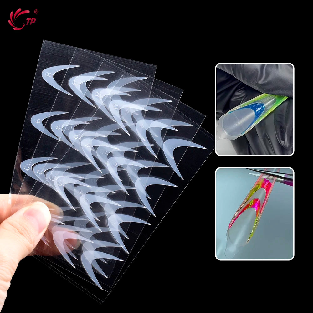 TP 24pcs French Dual Form Nail Silicone Pad for Nail Gel Polish Reusable Soft Top Mold Duet System Nail Forms Stickers Nail Tool