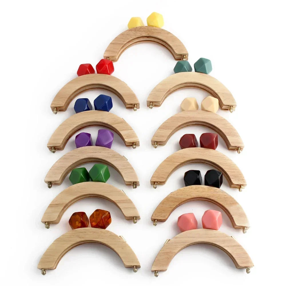 Nolvo World Wooden Bag Handle Closure Kiss Clasp Purse Screws Frame Replace Handbags Wallets Brackets DIY Sewing Accessories