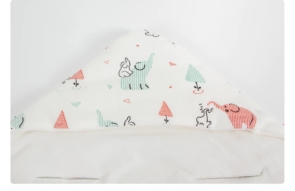 Newborn Basket Blanket 90*90Cm Autumn Windproof Warm Hooded Envelope In Baby Car Seat Cute Elephant Print For Girls