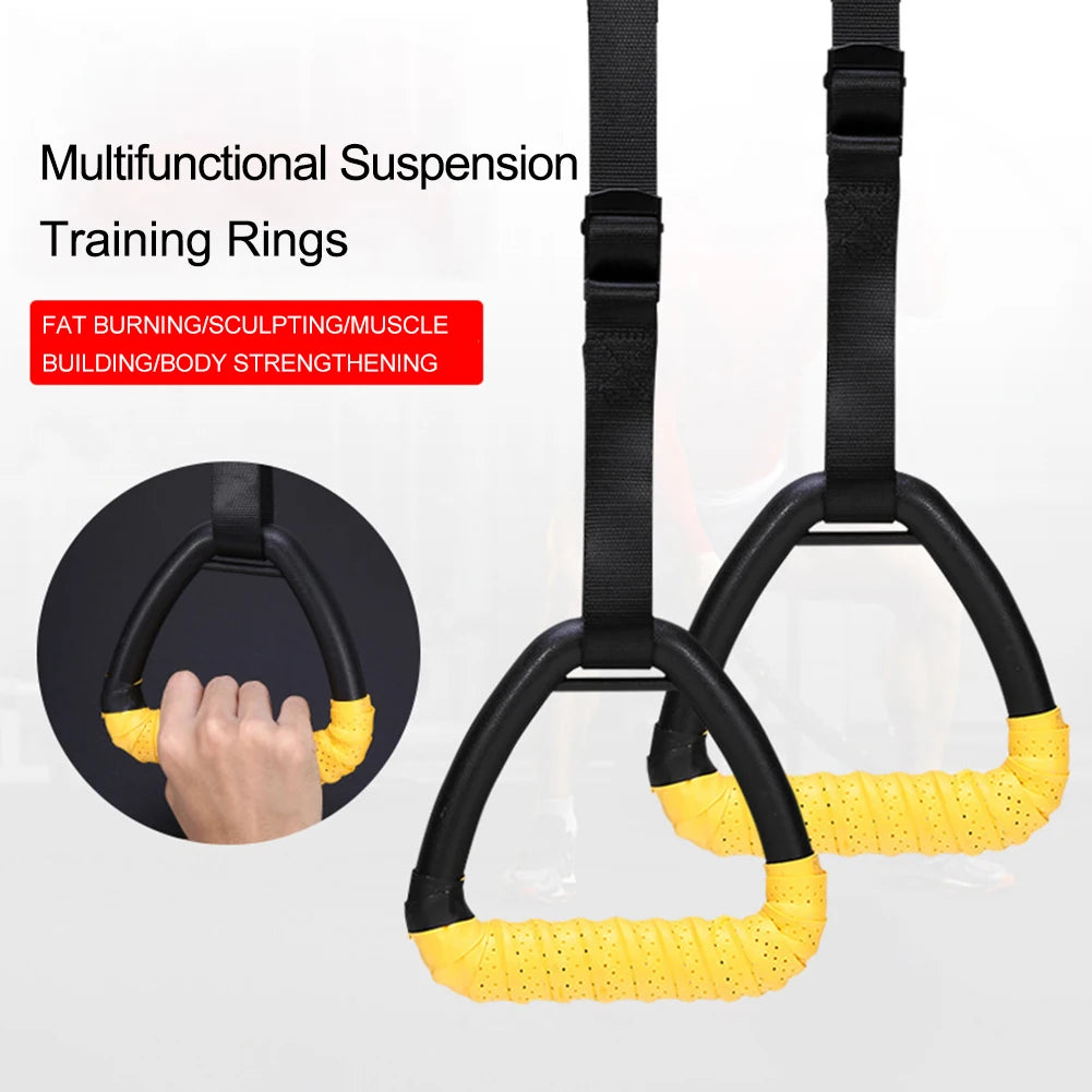 Gymnastic Rings with Adjustable Straps Pull Up Handles Non-Slip Fitness Rings for Chlidren Adult Home Workouts Strength Training