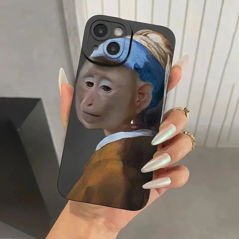 New Creative Monkey Pattern Phone Case For iPhone 16 15 14 13 12 11 Mini Pro Max X XR XSMax 8 6 6S Plus Soft Silicone Back Cover