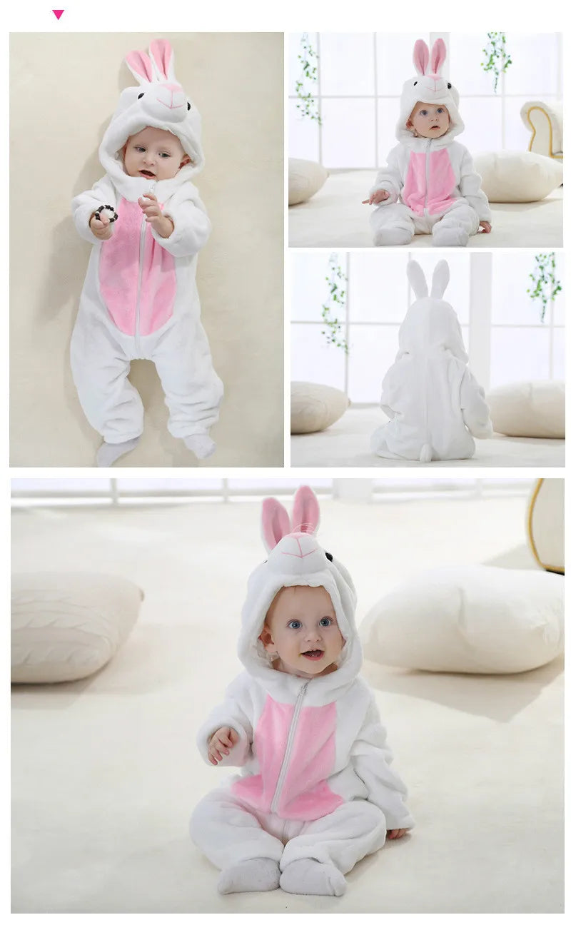 Autumn Winter Cartoon Style Winter Long Sleeve Baby Boys Girls Rompers Toddler Kids Playsuit Jumpsuits Baby Clothes Child Onesie