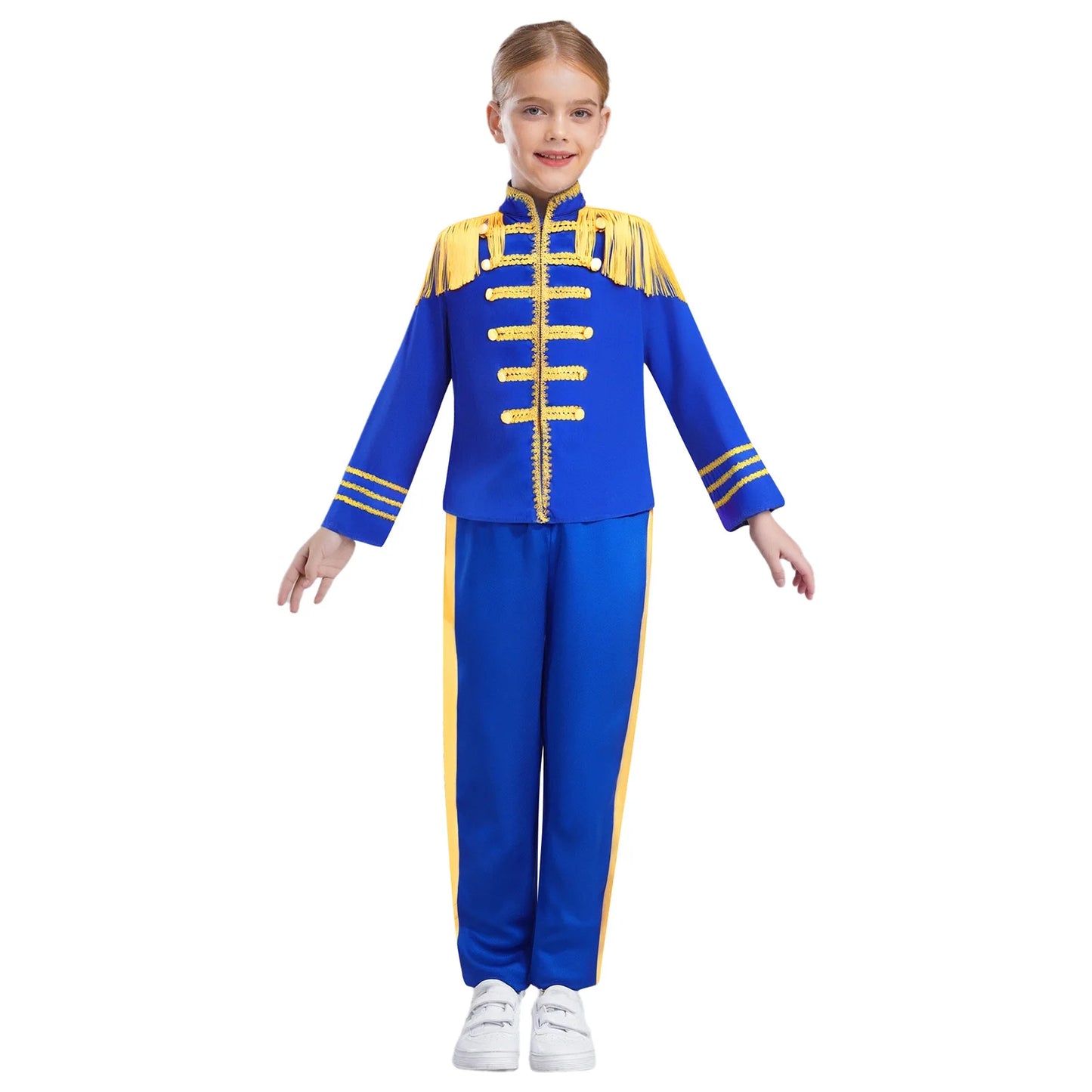 Kids Girls 60s Retro Hippie Rock Band Musician Costume Halloween Cosplay Carnival Party Circus Drummer Parade Tassel Jacket Coat