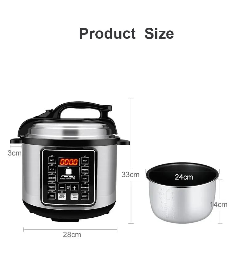 Multifunction Electric Pressure Cooker Rice Meat Soup Cooking Intelligent Reservation Non-Stick Kitchen Pot For 110v 220v