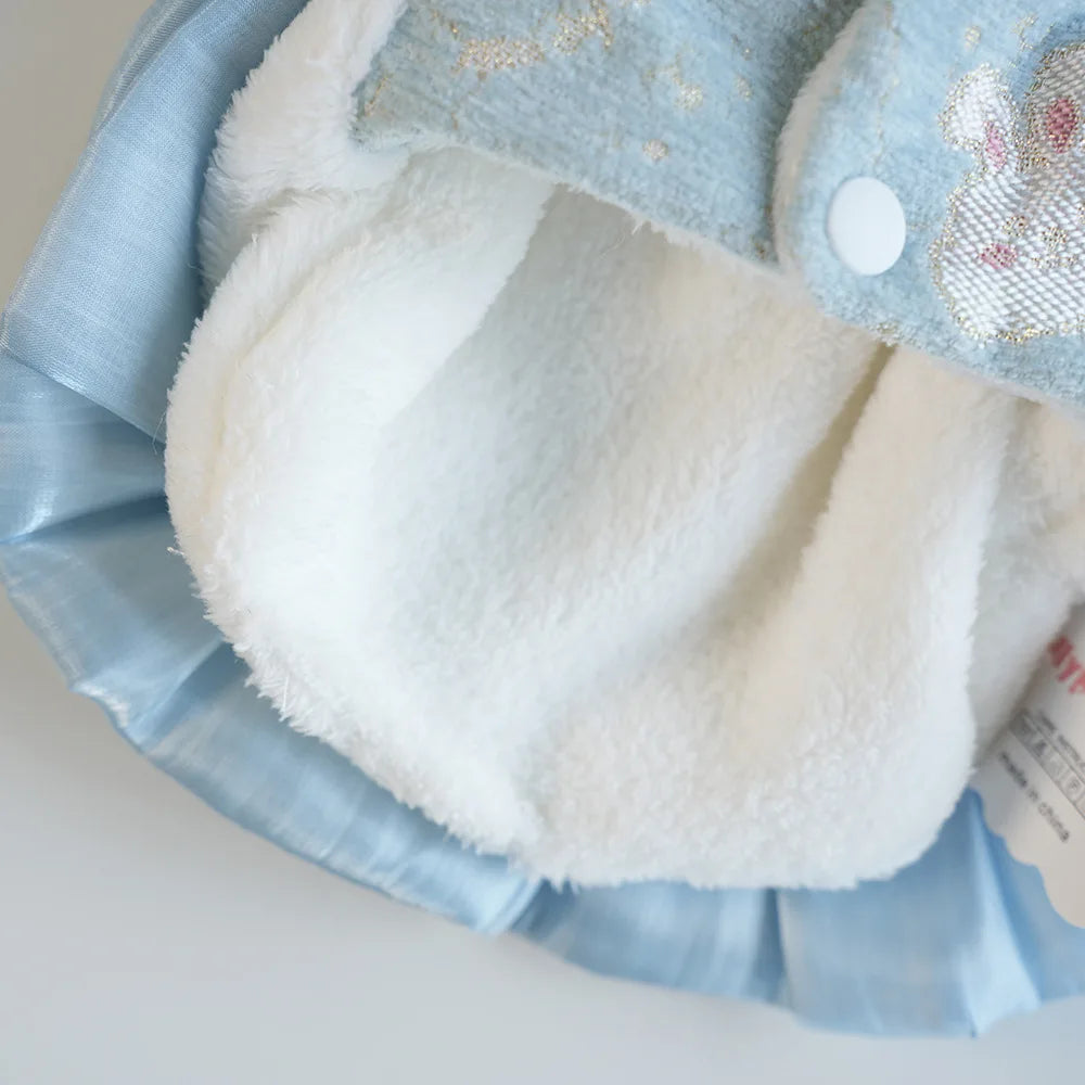 Pet Flannel Dress Rabbit Butterfly Tang Dress Princess New Year Small Medium Dog Coat Puppy Clothes Chinese Style Pet Skirt