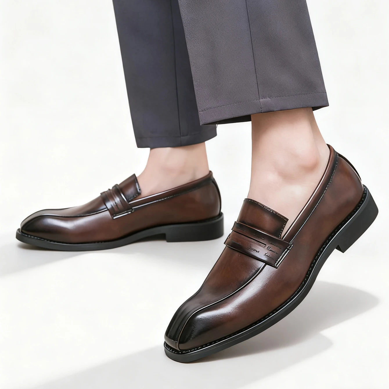 Men's Formal Leather Shoes British Style Oxford Slip On Loafers Breathable Non-Slip Business Dress Wedding Office Daily Commute