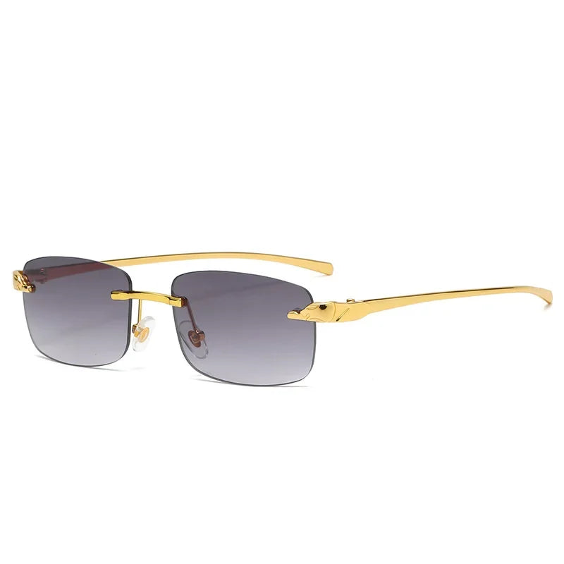 Fashion Vintage Rimless Square Sunglasses Women Men Luxury Brand Designer Popular Travel Driving Metal Small Sun Glasses